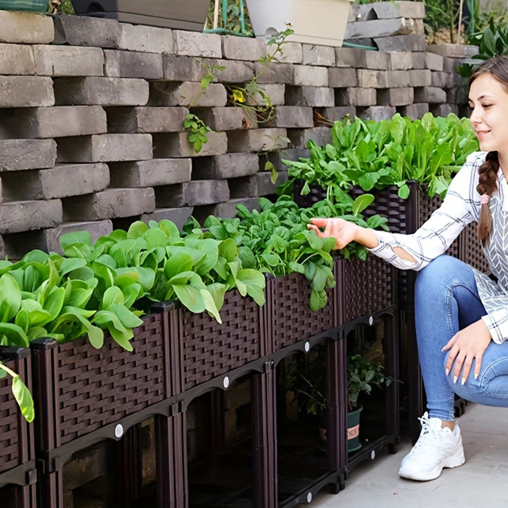 Plastic Raised Garden Bed With Legs Planter Box Drainage Holes