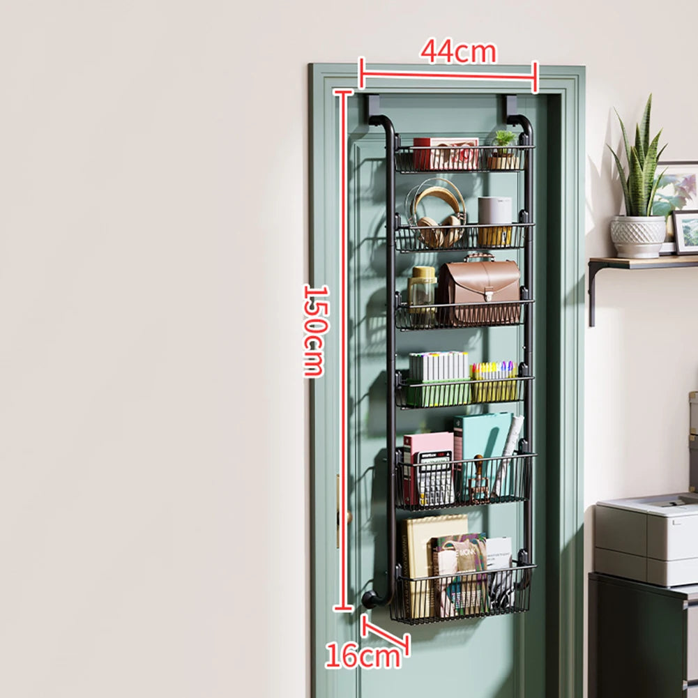 HiMIS Over the Door Storage Organizer Metal Hanging Shelf Adjustable Basket