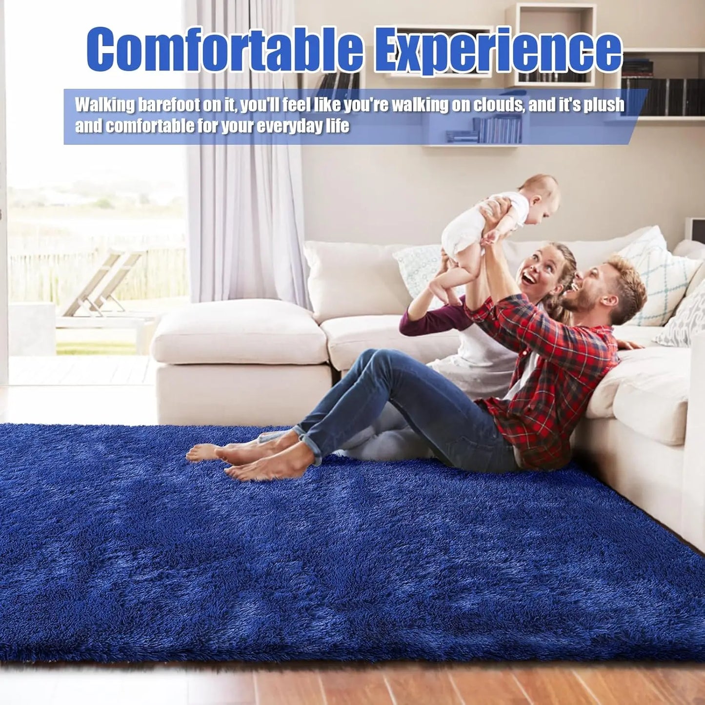 Fluffy Shag Area Rug For Living Room And Bedroom Decor
