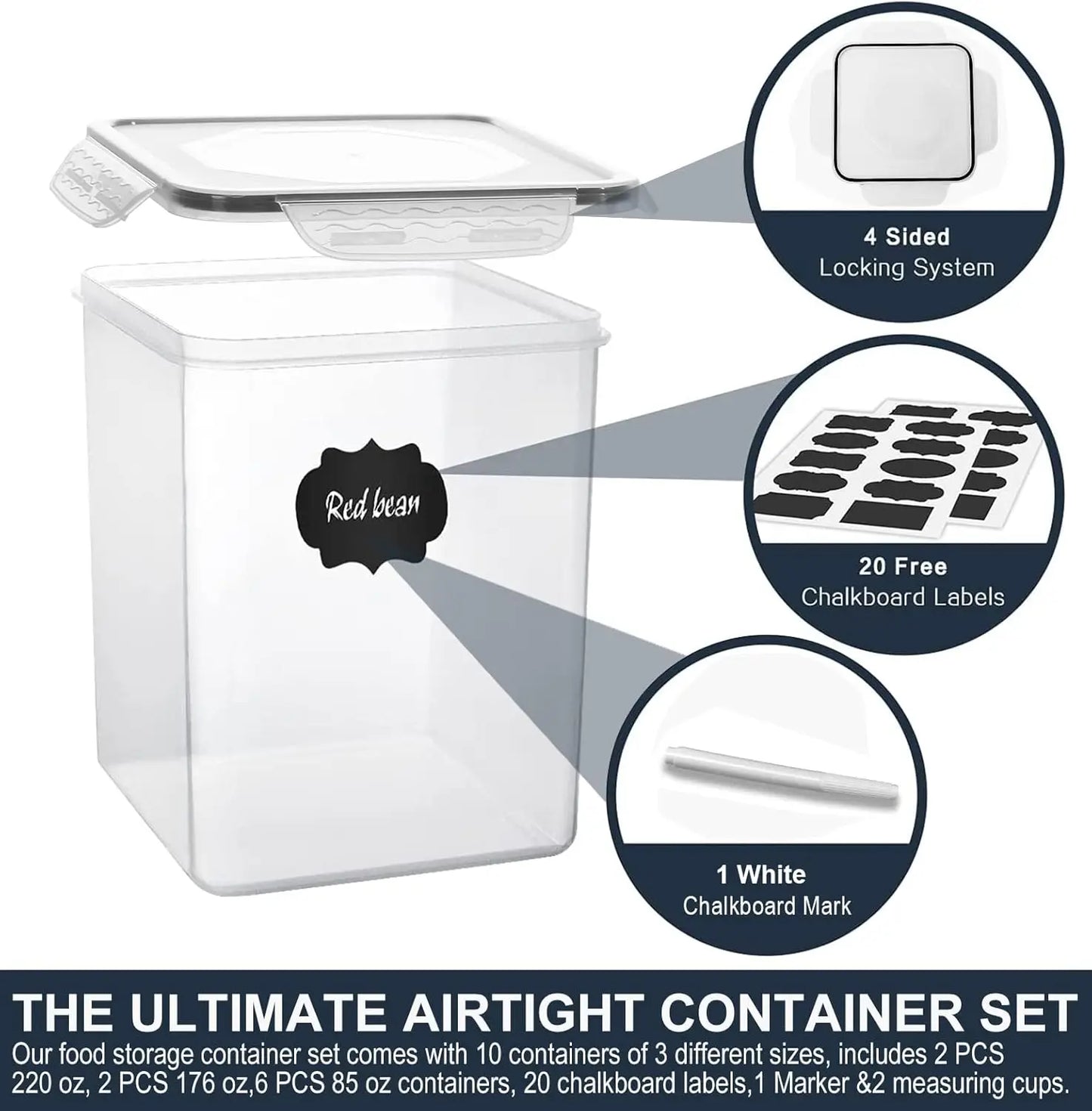 Airtight Food Storage Containers Set With Labels 10 Pack
