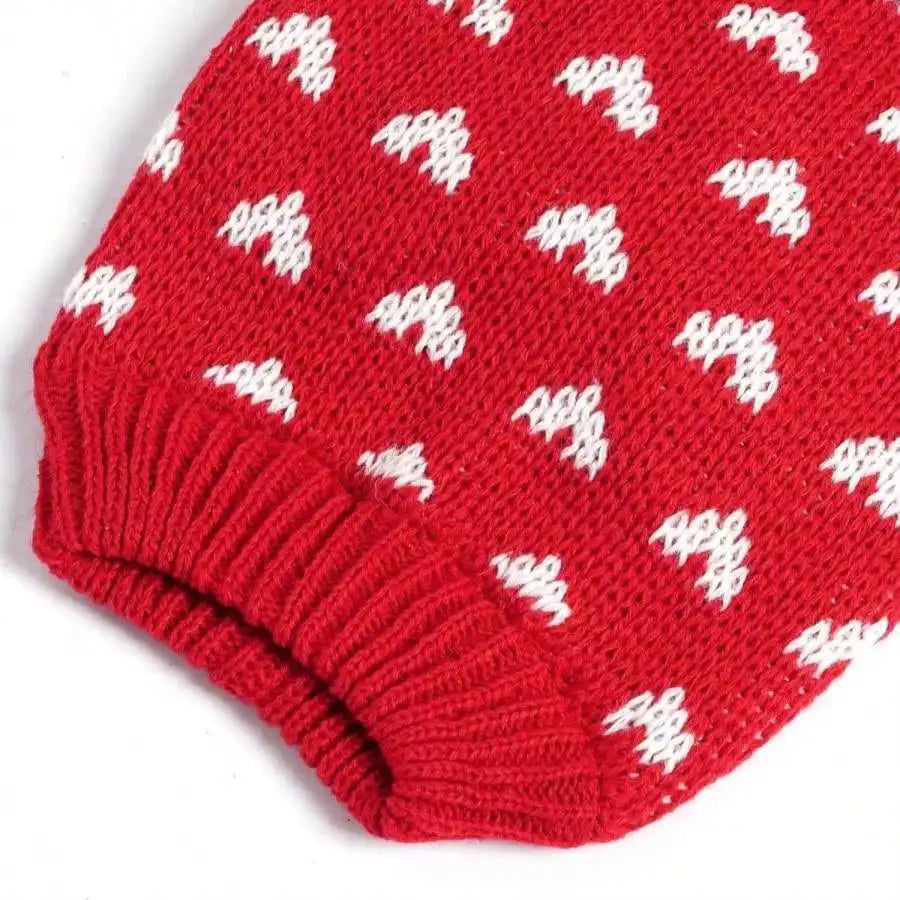 Knitted Dog Sweater With Heart Pattern For Small Pets