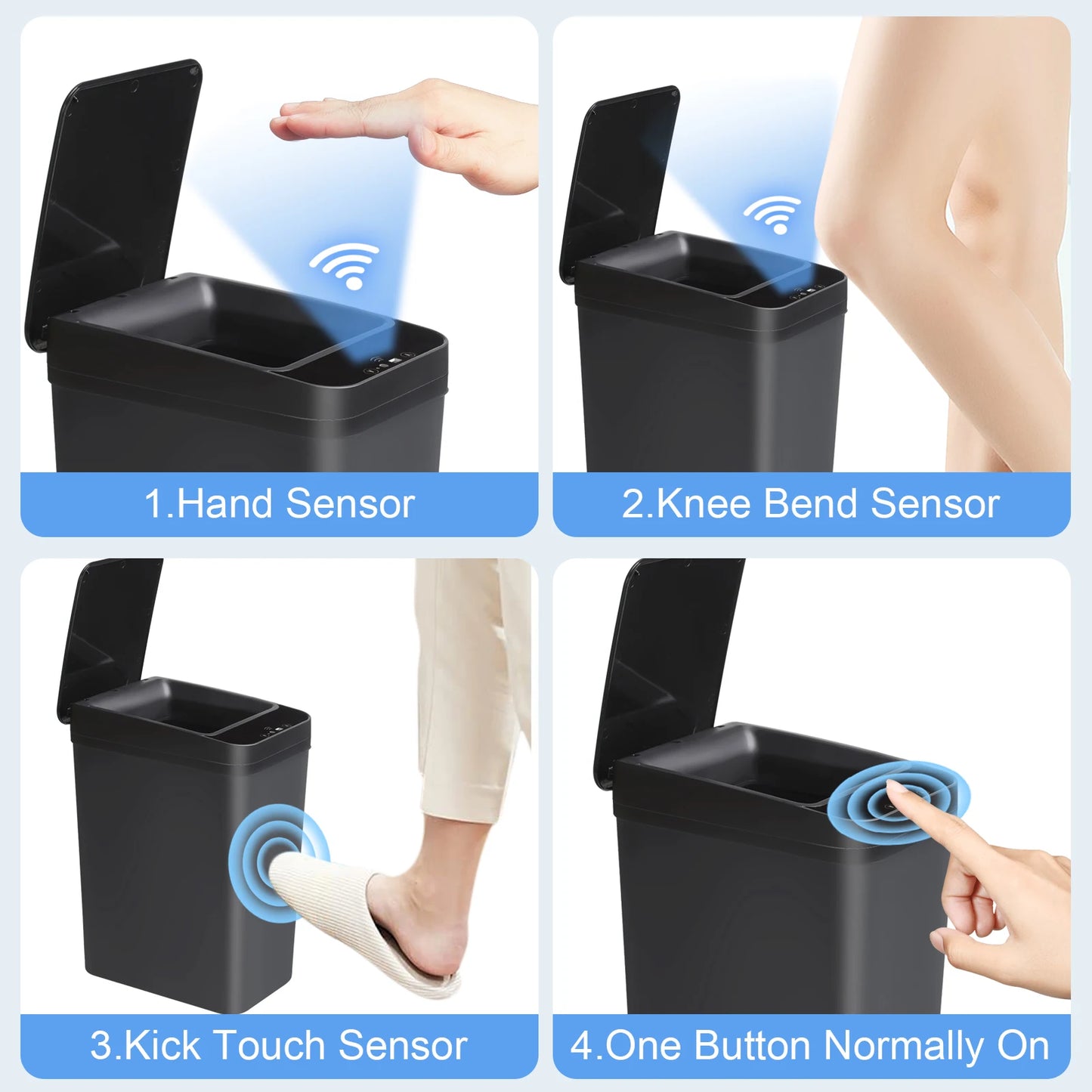 NONECN 2 Pack Touchless Motion Sensor Trash Cans Slim Design