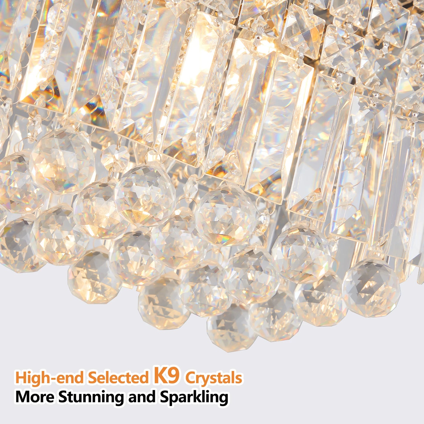 ARLGSITE Modern Crystal Chandelier Chrome Finish Rectangular Pendant