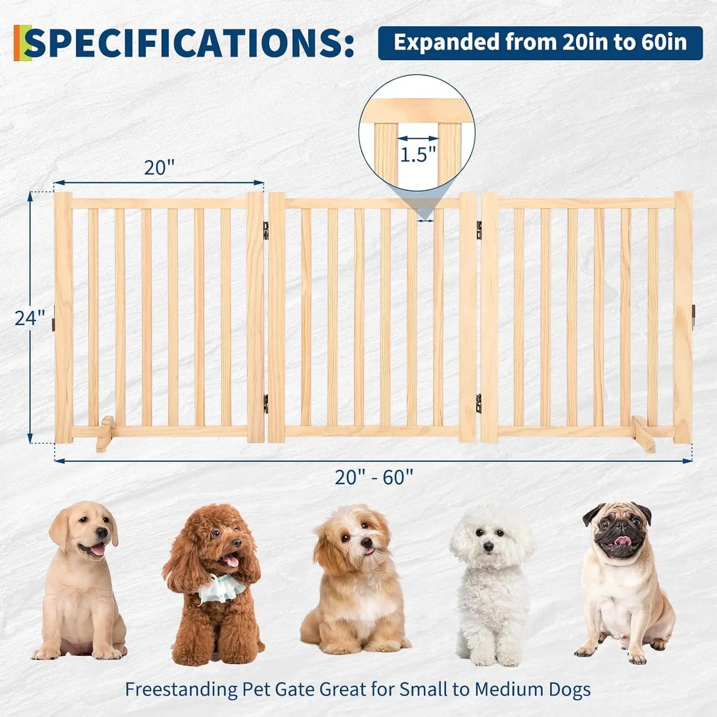 HiMISS Freestanding Dog Gate Foldable Indoor Pet Fence
