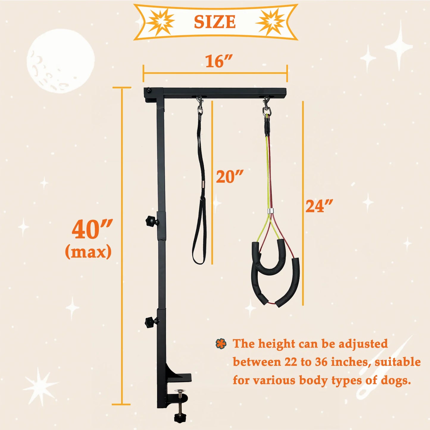 NONECN Adjustable Height Dog Grooming Arm With Haunch Holder