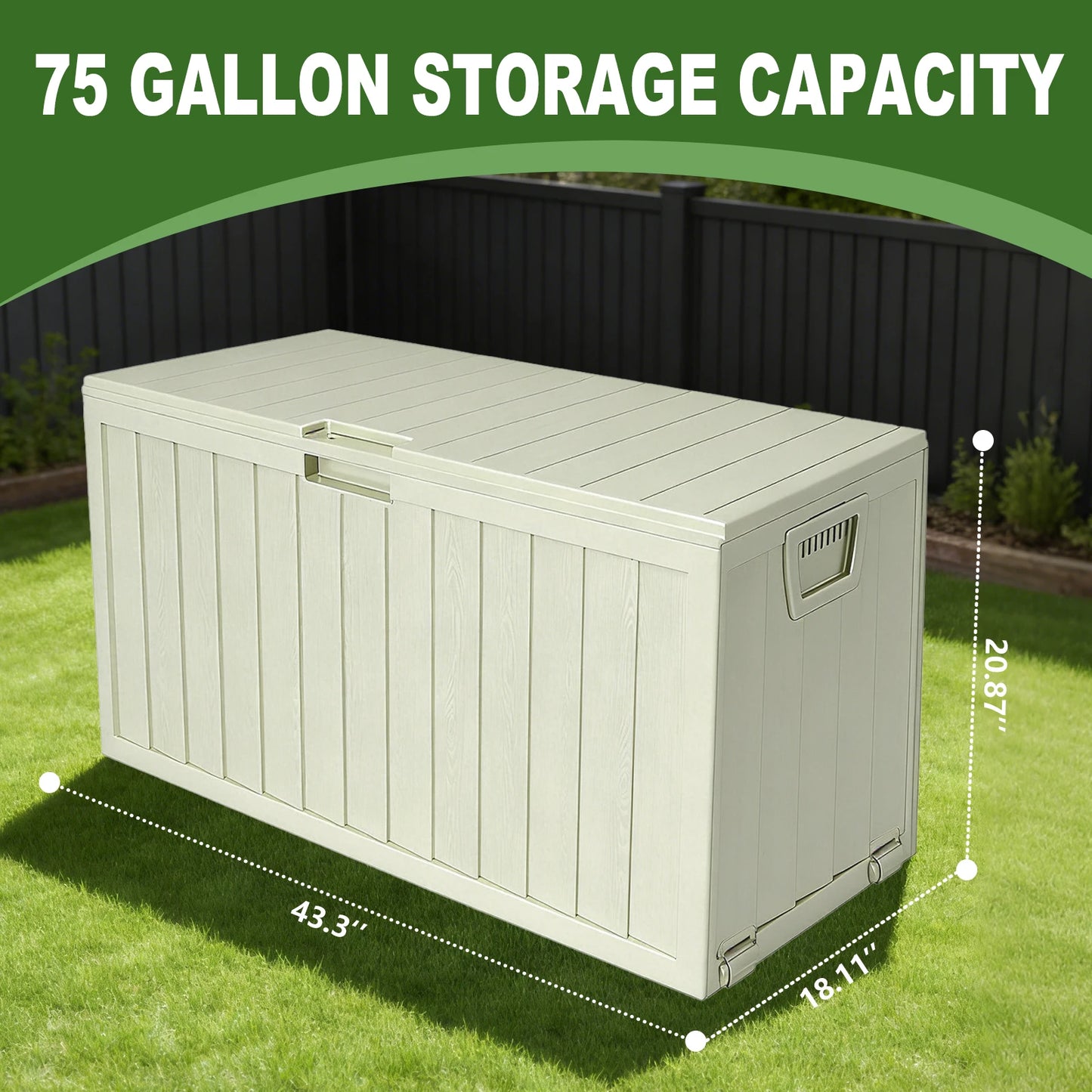 NONECN Heavy Duty Outdoor Storage Box with Flip Top Lid