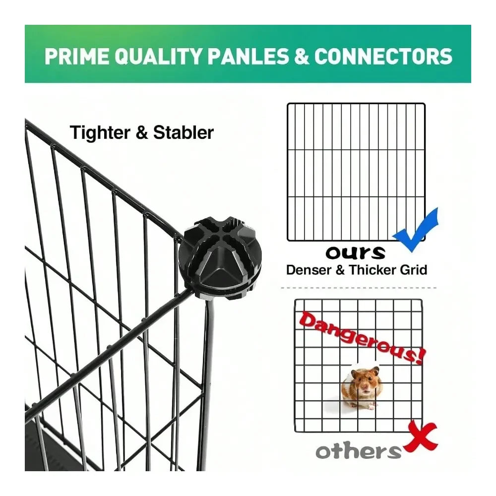 XMSJ Pet Playpen Panels With Dual Doors For Small Animals