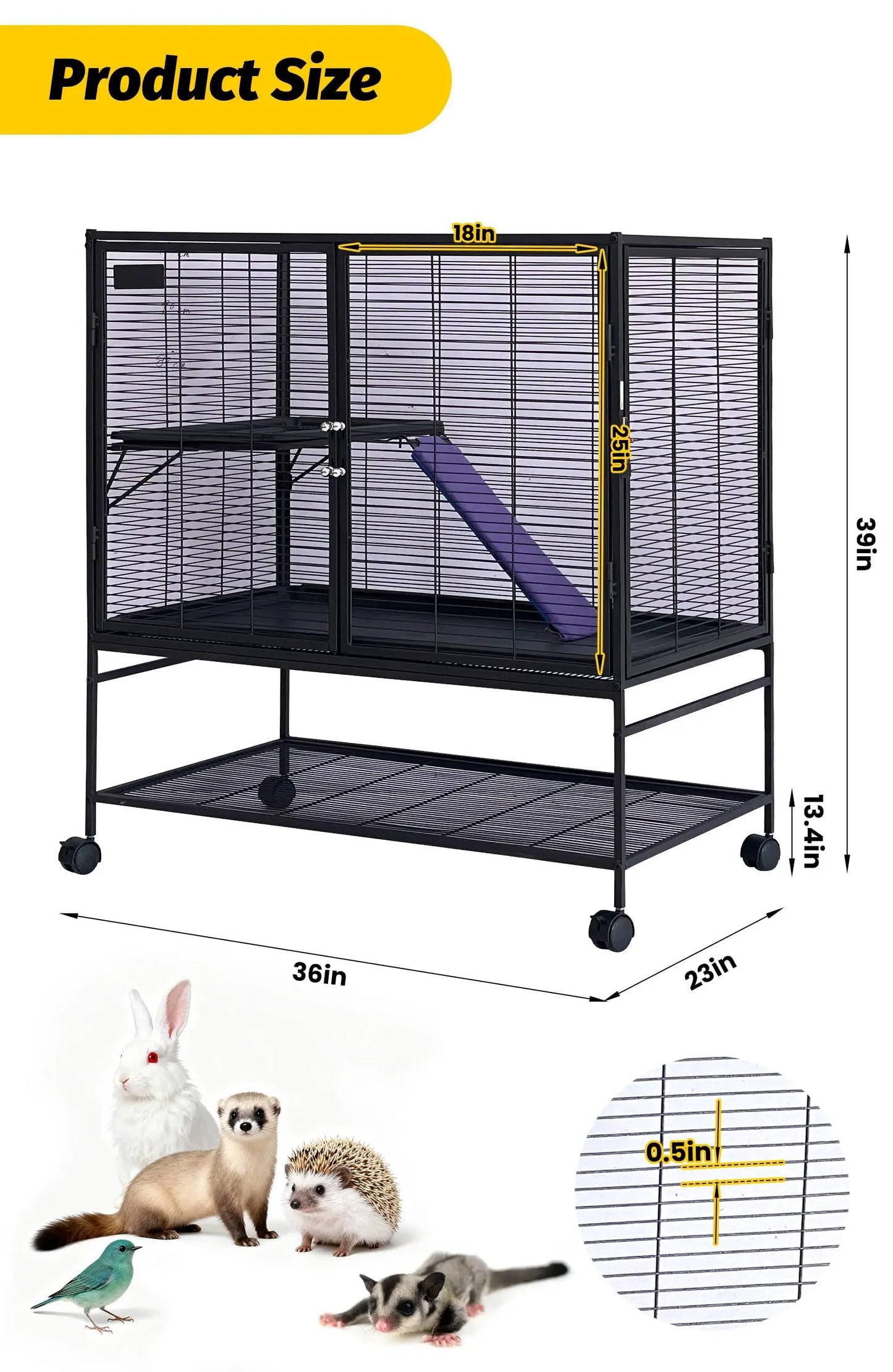 HiMISSCN Multi Level Metal Cage For Small Animals With Ramp