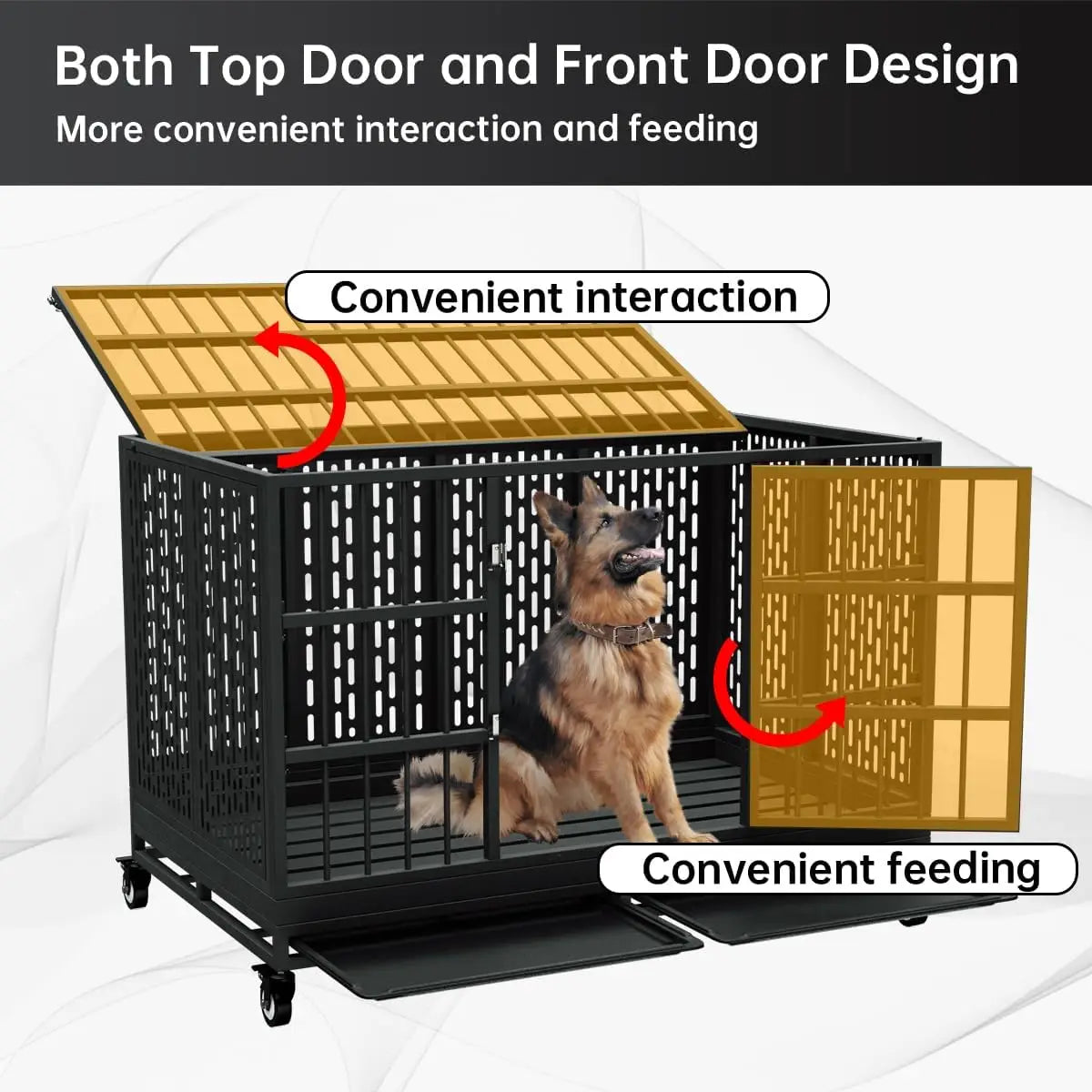 Ufsagcg Heavy Duty Folding Dog Crate With Wheels For Large Dogs