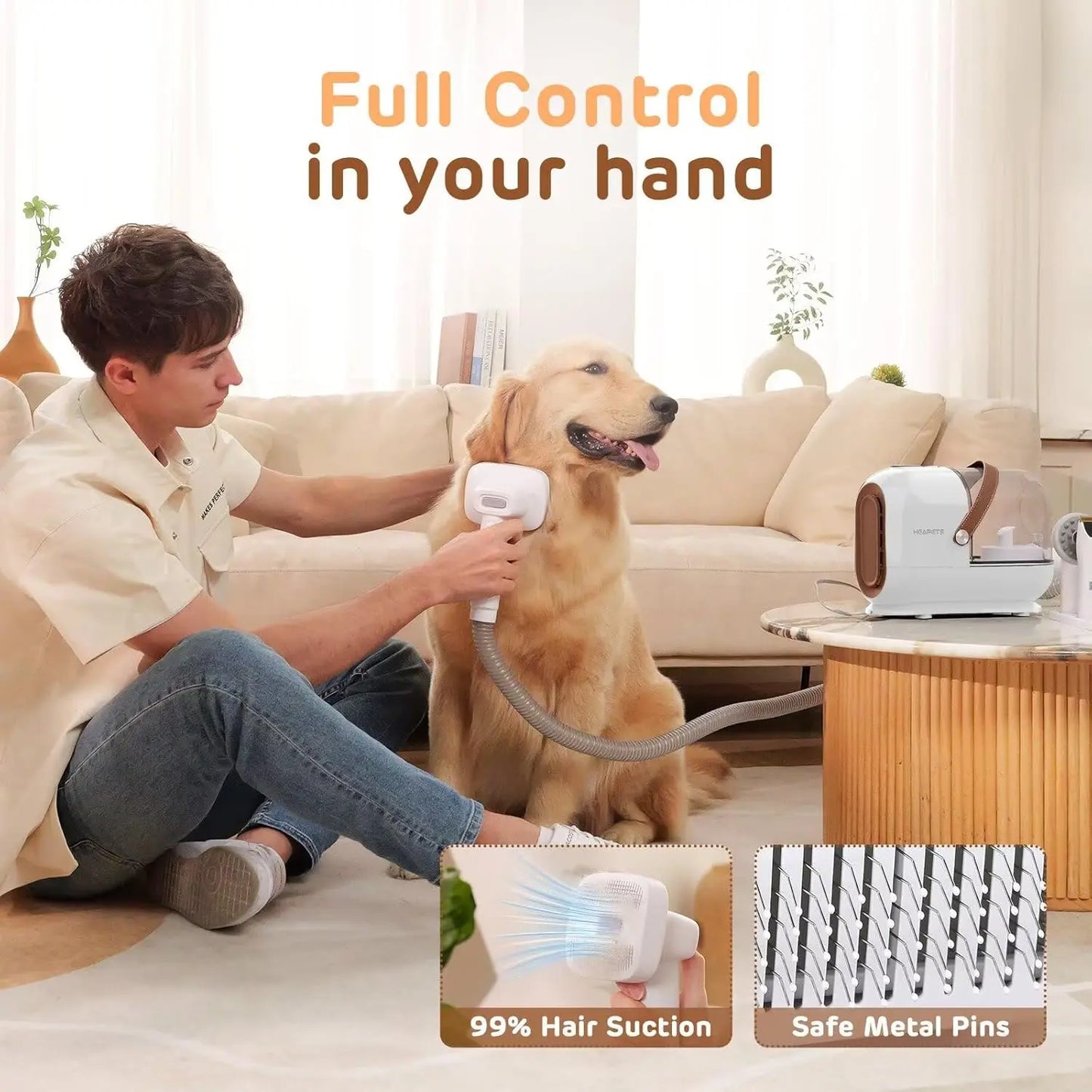 Pet Grooming Vacuum Kit With Seven Tools And Low Noise