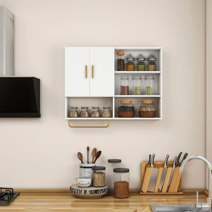 Over Toilet Wall Mounted Medicine Cabinet With 2 Doors And 4 Shelves
