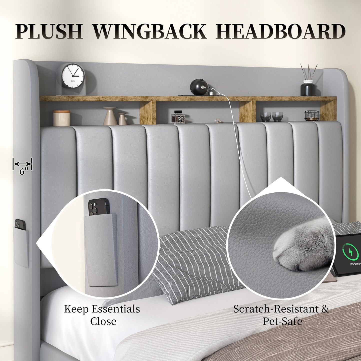 Sibeds Aurora Bed Frame Pet Rest Area Storage Headboard