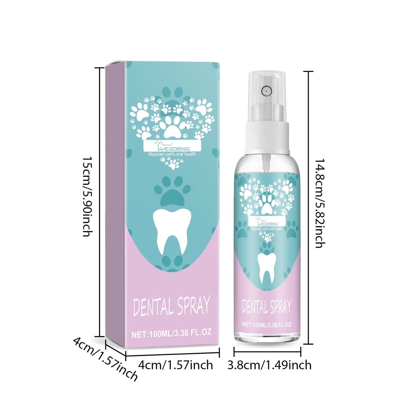 YEGBONG Pet Teeth Cleaning Spray Removes Tartar and Bad Breath