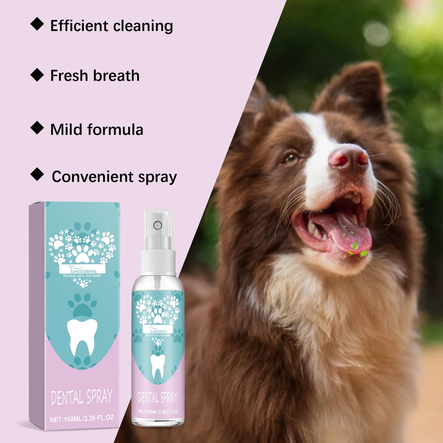 YEGBONG Pet Teeth Cleaning Spray Removes Tartar and Bad Breath