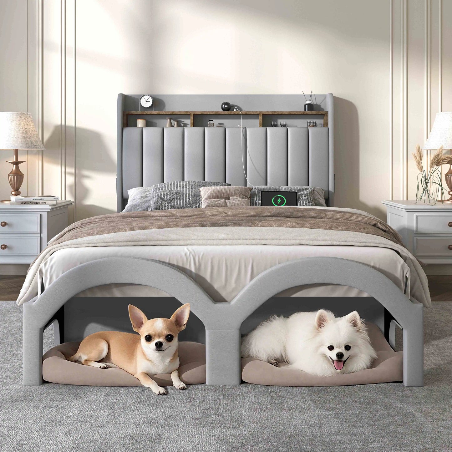 Sibeds Aurora Bed Frame Pet Rest Area Storage Headboard