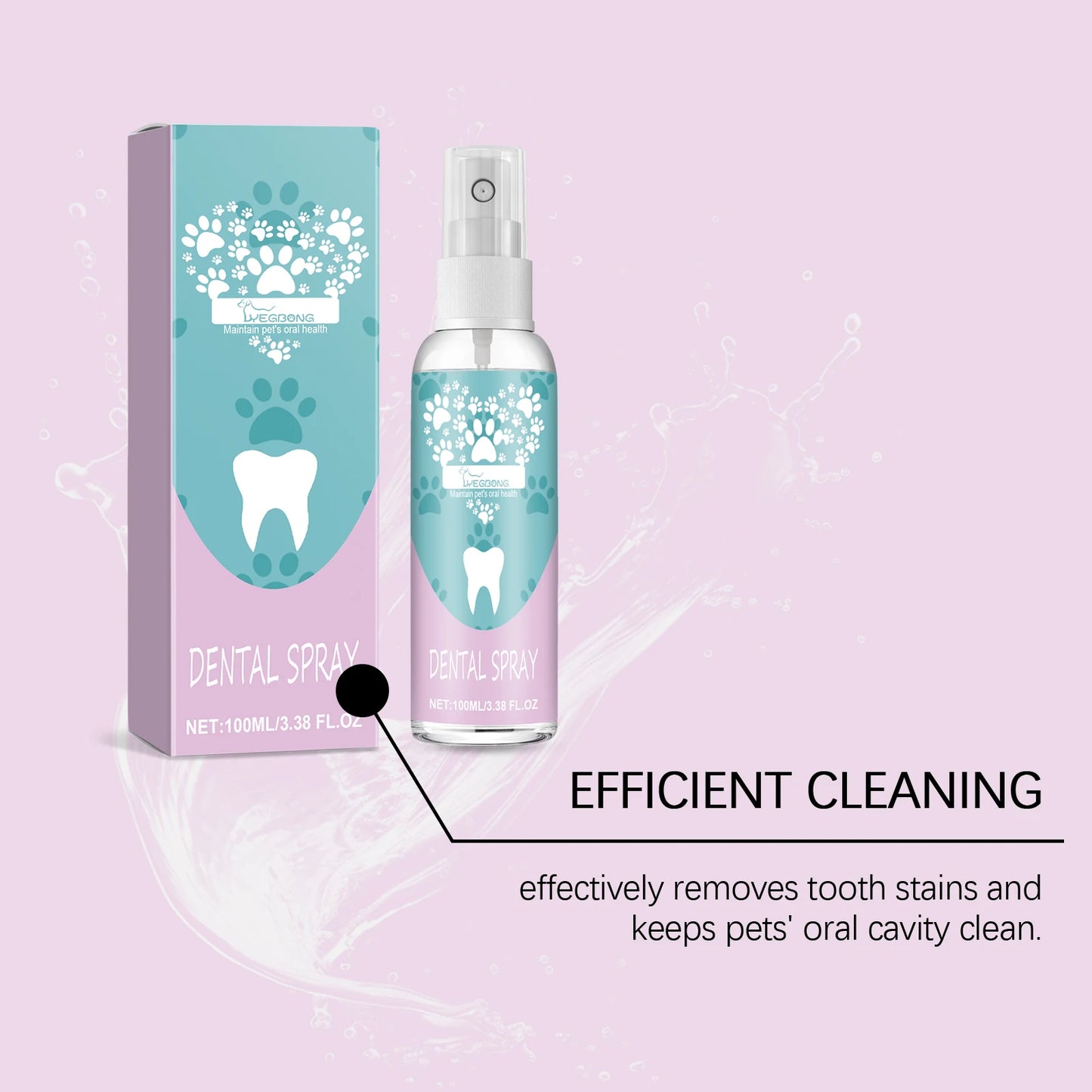 YEGBONG Pet Teeth Cleaning Spray Removes Tartar and Bad Breath