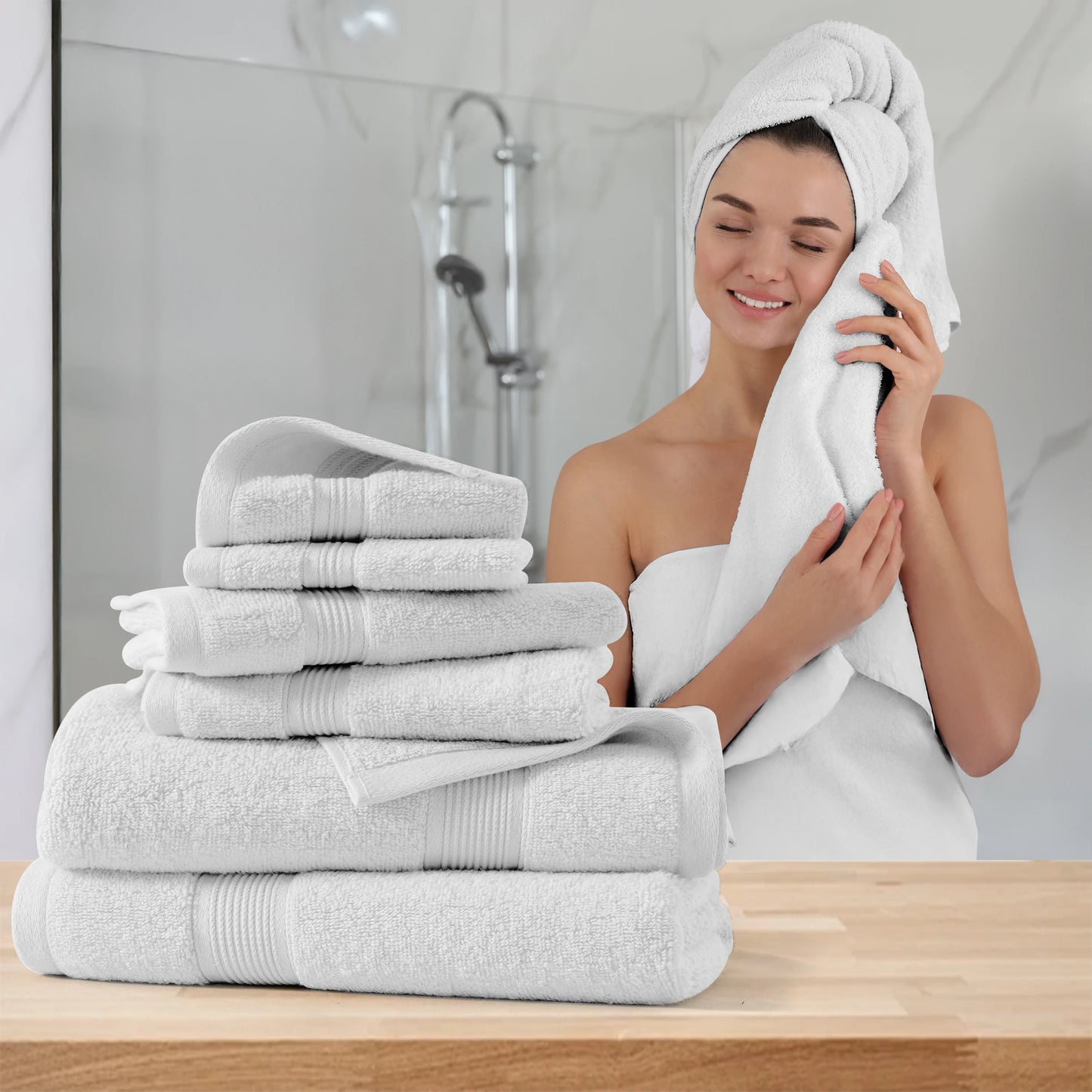 Lux Decor 6 Piece Bath Towel Set 525GSM 100% Cotton