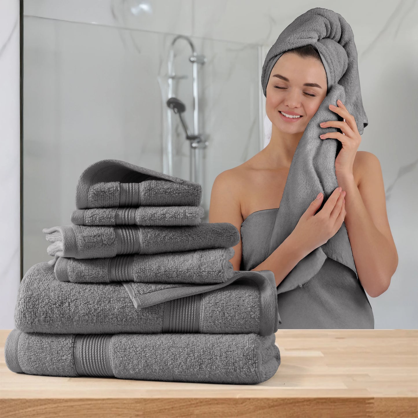 Lux Decor 6 Piece Bath Towel Set 525GSM 100% Cotton