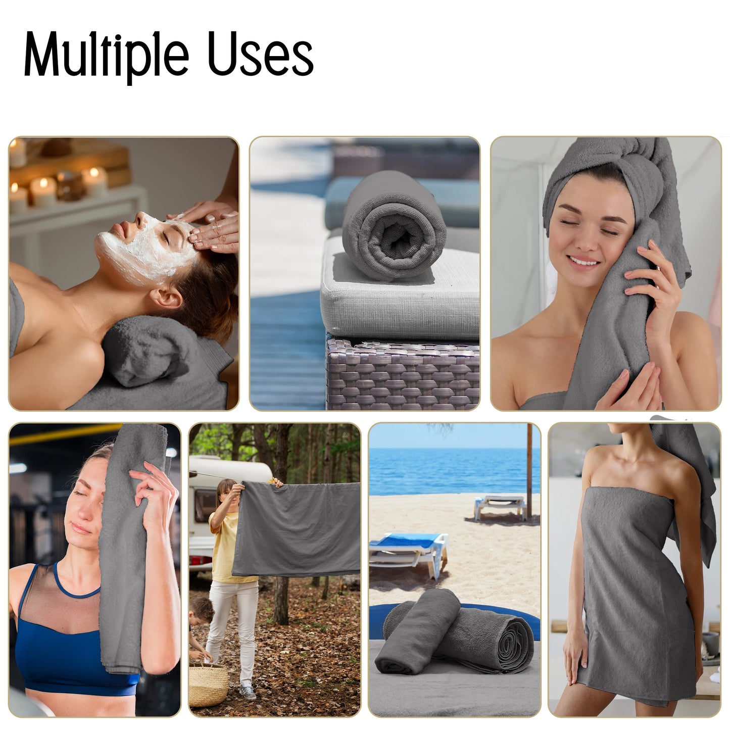 Lux Decor 6 Piece Bath Towel Set 525GSM 100% Cotton
