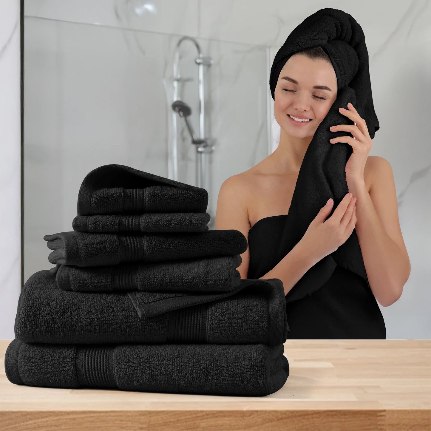 Lux Decor 6 Piece Bath Towel Set 525GSM 100% Cotton