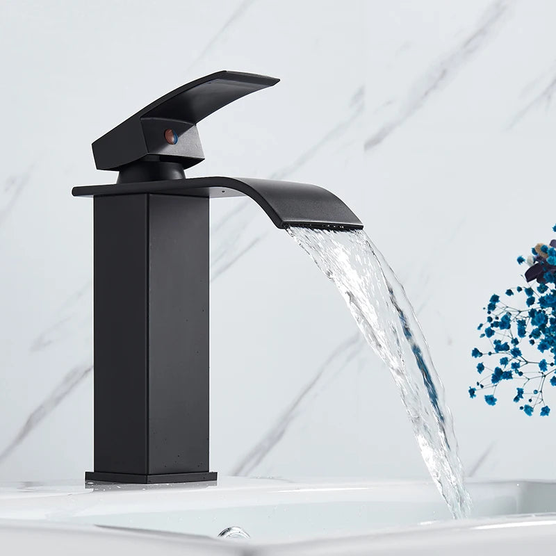 Rozin Deck Mounted Single Lever Basin Faucet Waterfall Brass