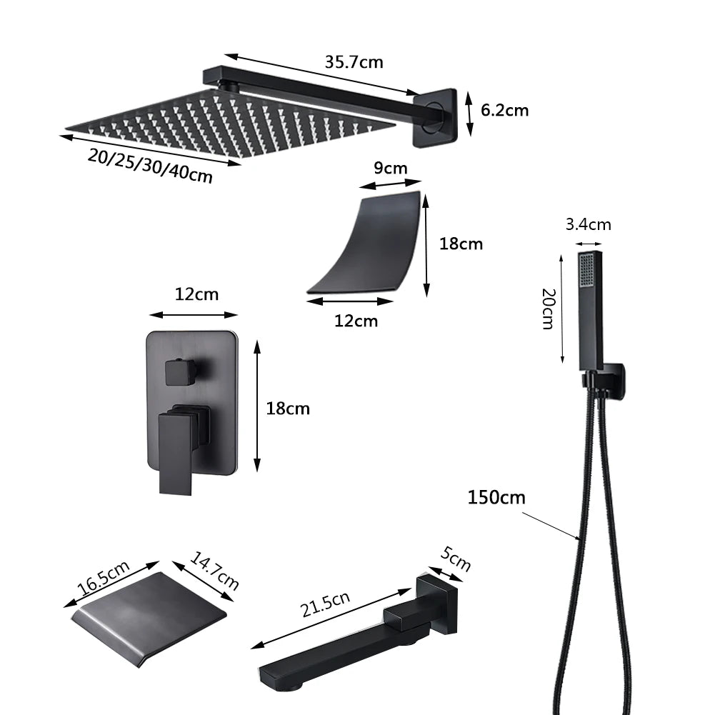 Rozin Rainfall Shower System Wall Mount Kit With Concealed Box