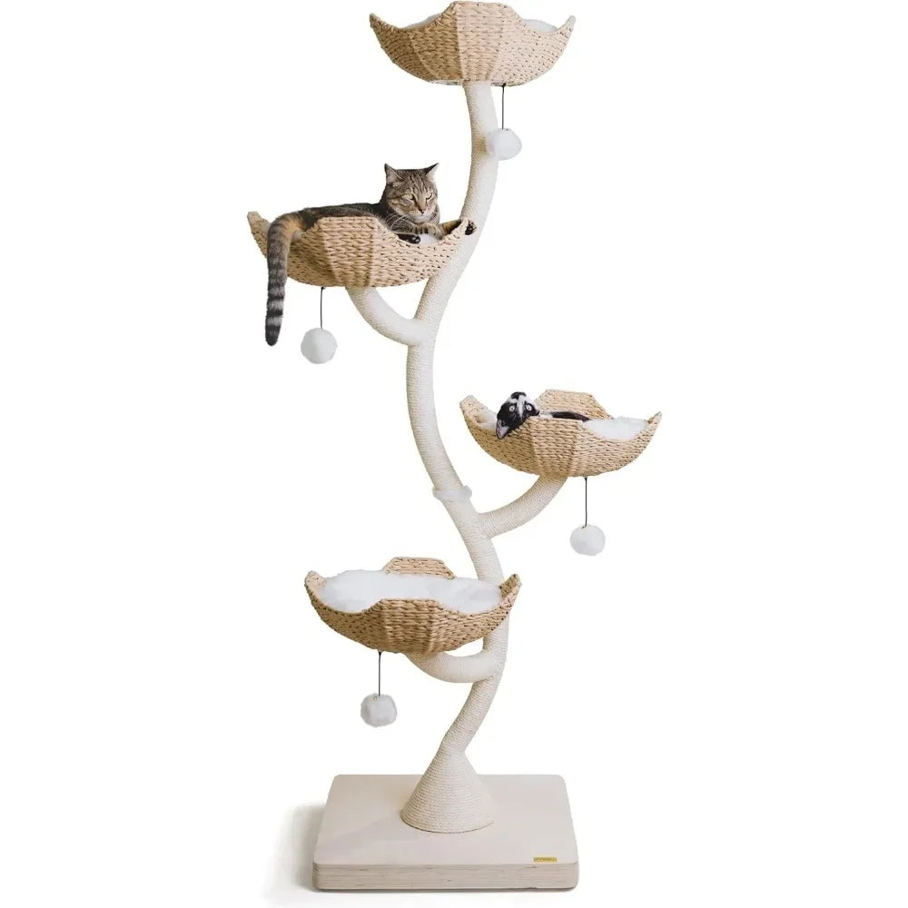 XMSJ Modern Cat Tree Tower Four-Tier Scratching Post
