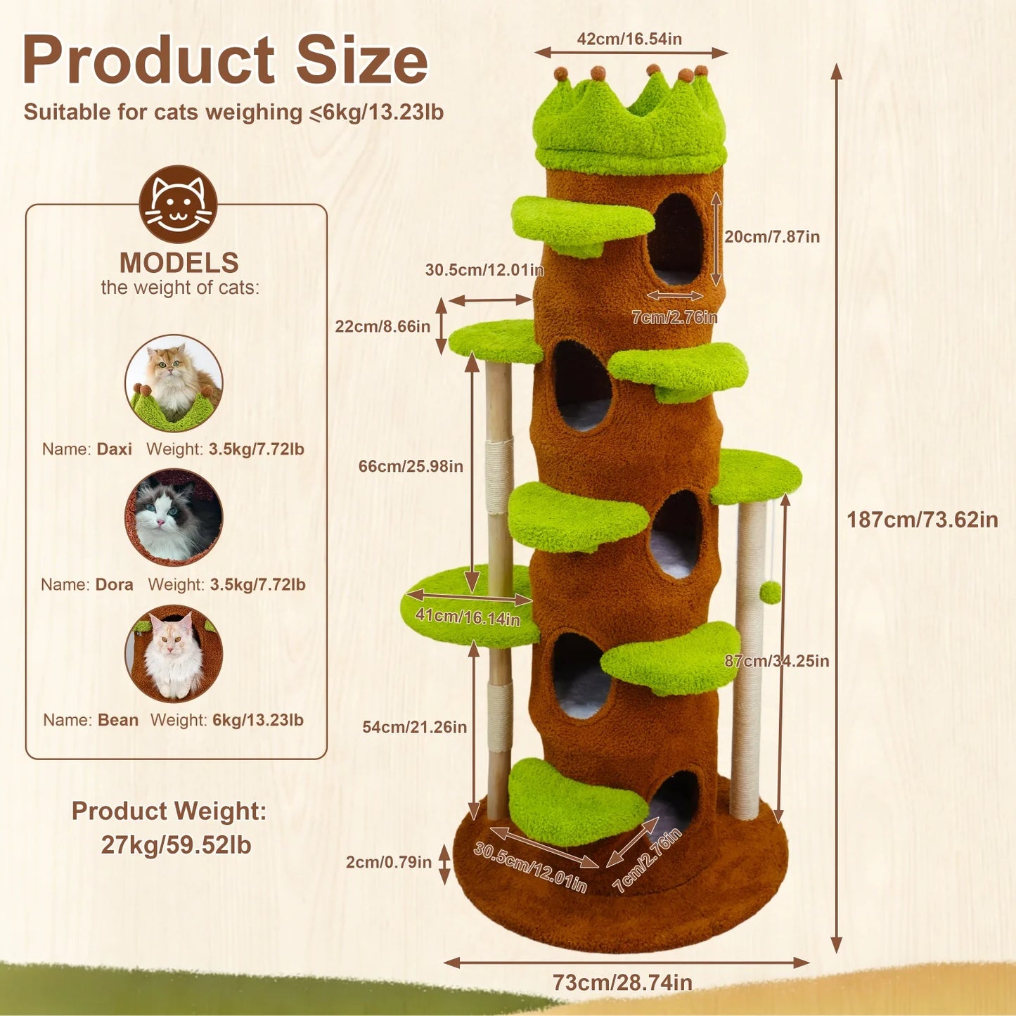 Indoor Cat Tree Tower With Cat Condo And Multi Tier