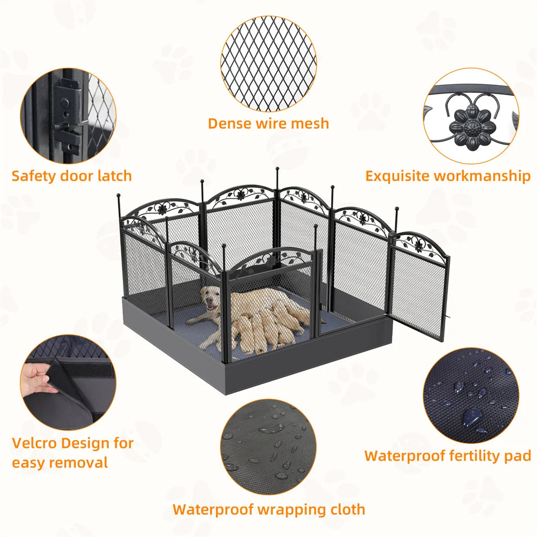 BINGOPAW 8-Panel Heavy-Duty Dog Playpen with Waterproof Pad