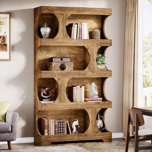 Little Tree Modern Asymmetrical Bookshelf Freestanding Display Shelf Home Office