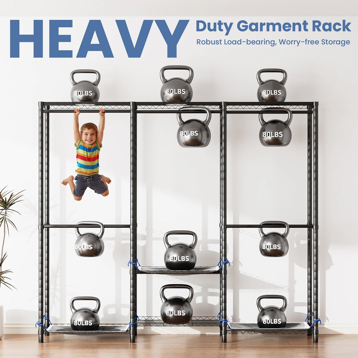 Portable Metal Clothes Rack Storage Organizer Wardrobe Freestanding Heavy Duty