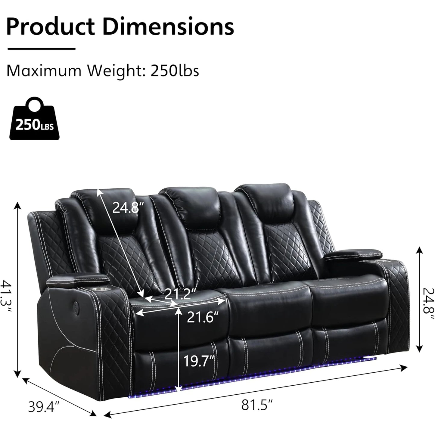 Todrani Zero Gravity Power Reclining Sofa With Wireless Charger