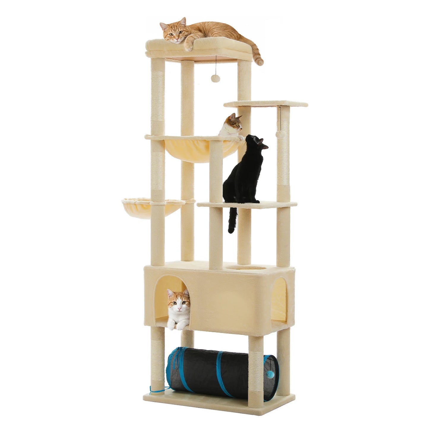 PAWZ Road Tall Cat Tree With Large Condo And Sisal Scratching Posts