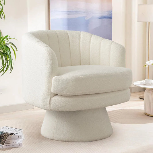 EBELLO 360 Degree Swivel Barrel Chair With Armrests