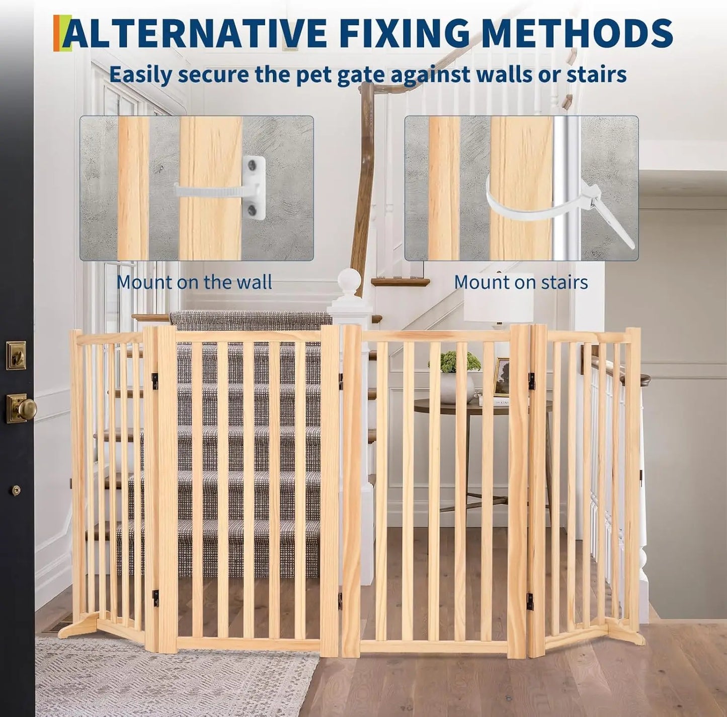 HiMISS Freestanding Dog Gate Foldable Indoor Pet Fence