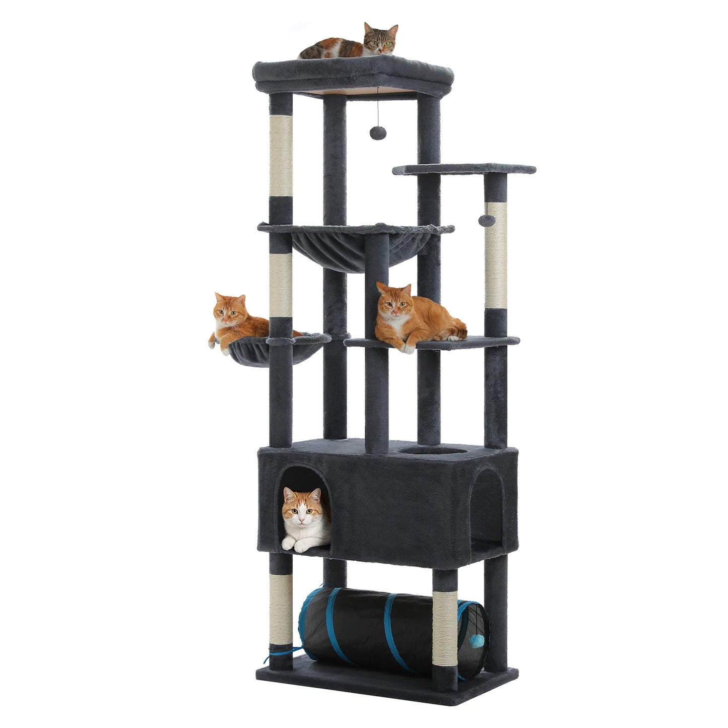 PAWZ Road Tall Cat Tree With Large Condo And Sisal Scratching Posts