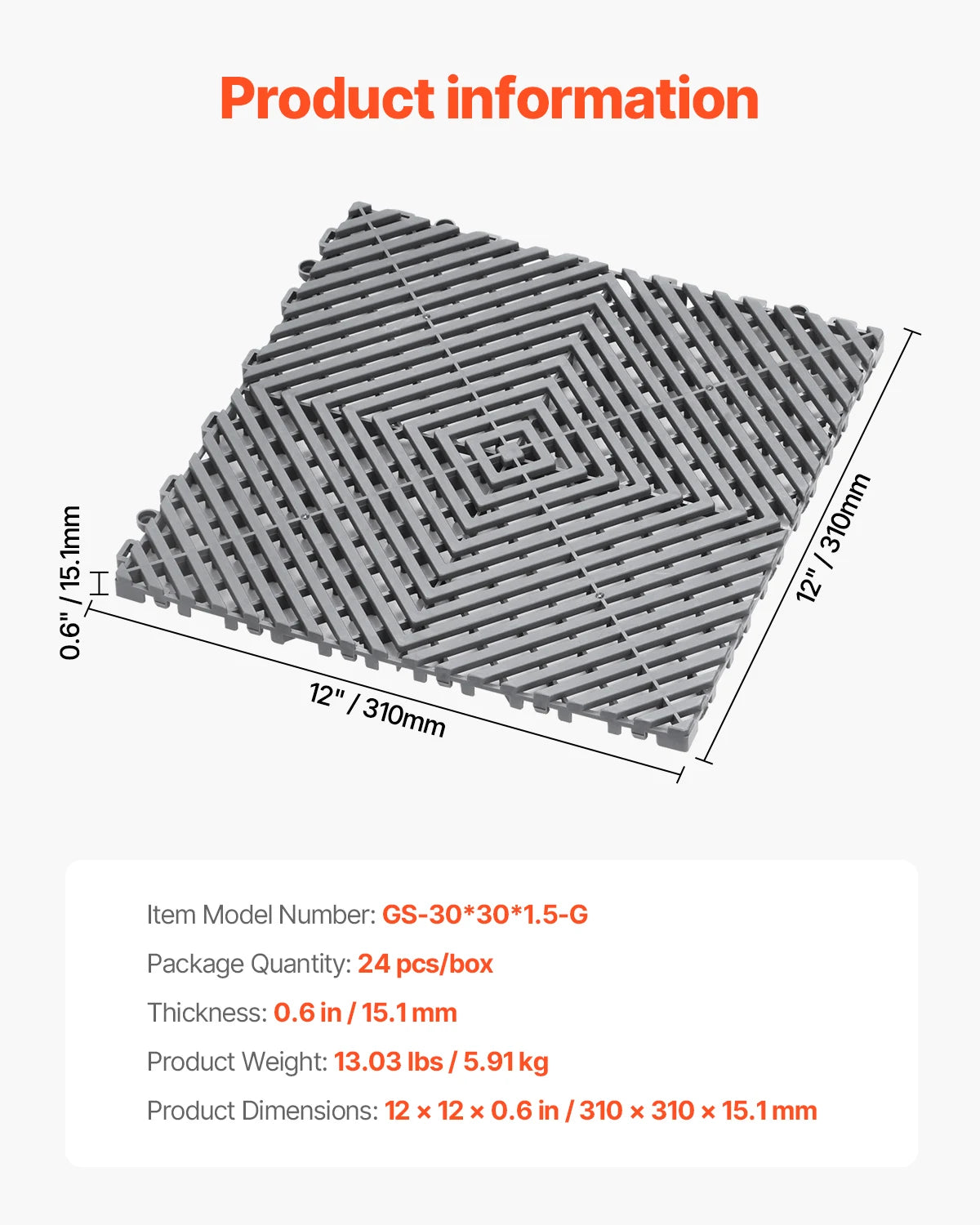 SucceBuy Interlocking Drainage Mat Non-Slip Floor Mat