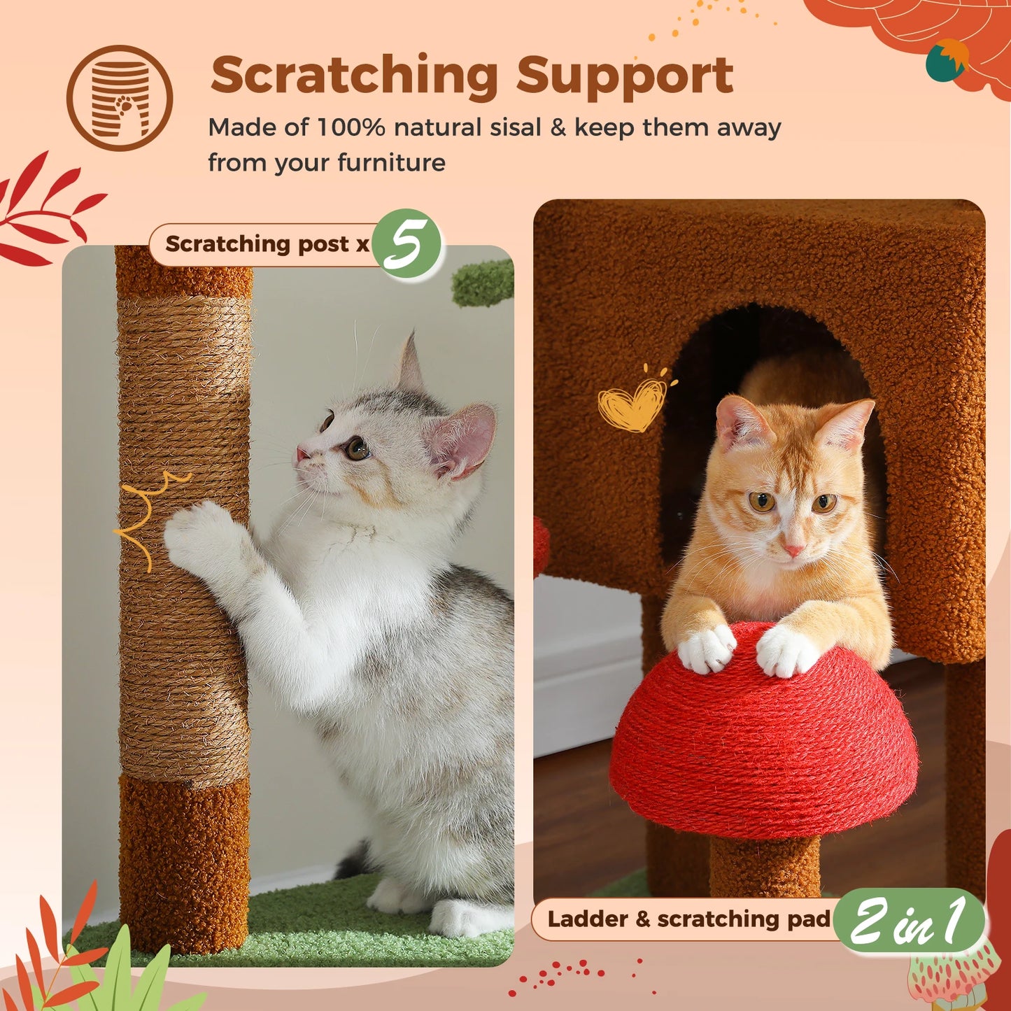 PETEPELA Floor To Ceiling Cat Tree Tower With Condo