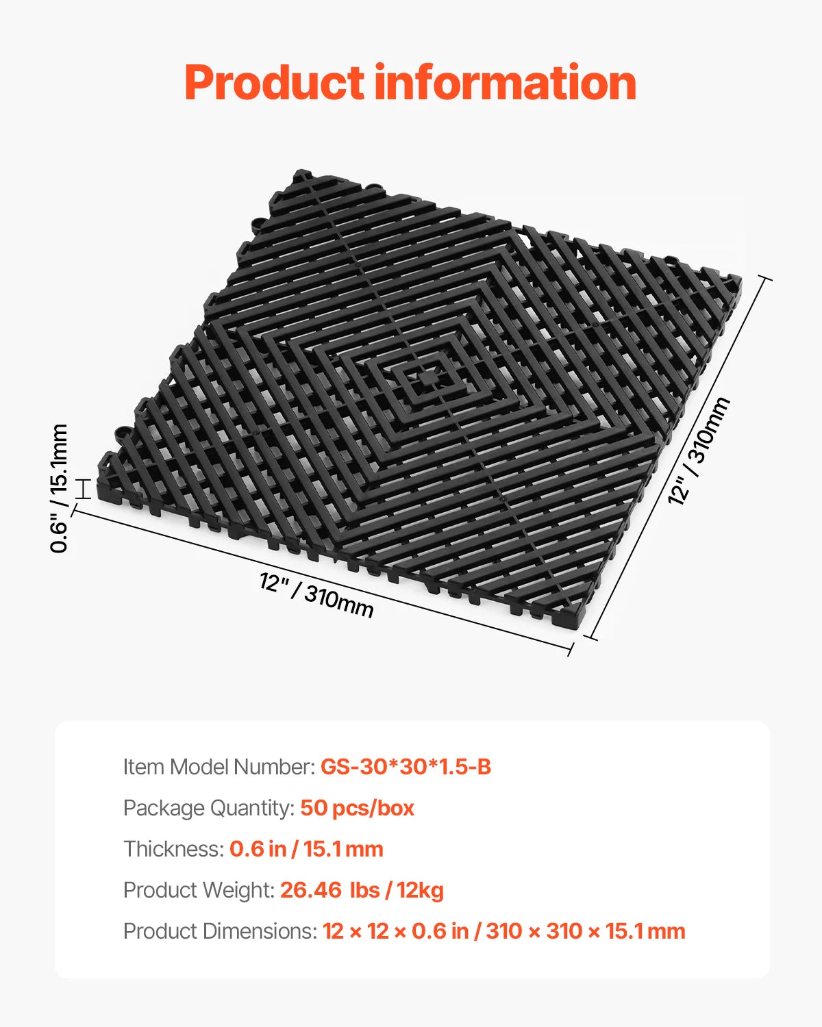 SucceBuy Interlocking Drainage Mat Non-Slip Floor Mat