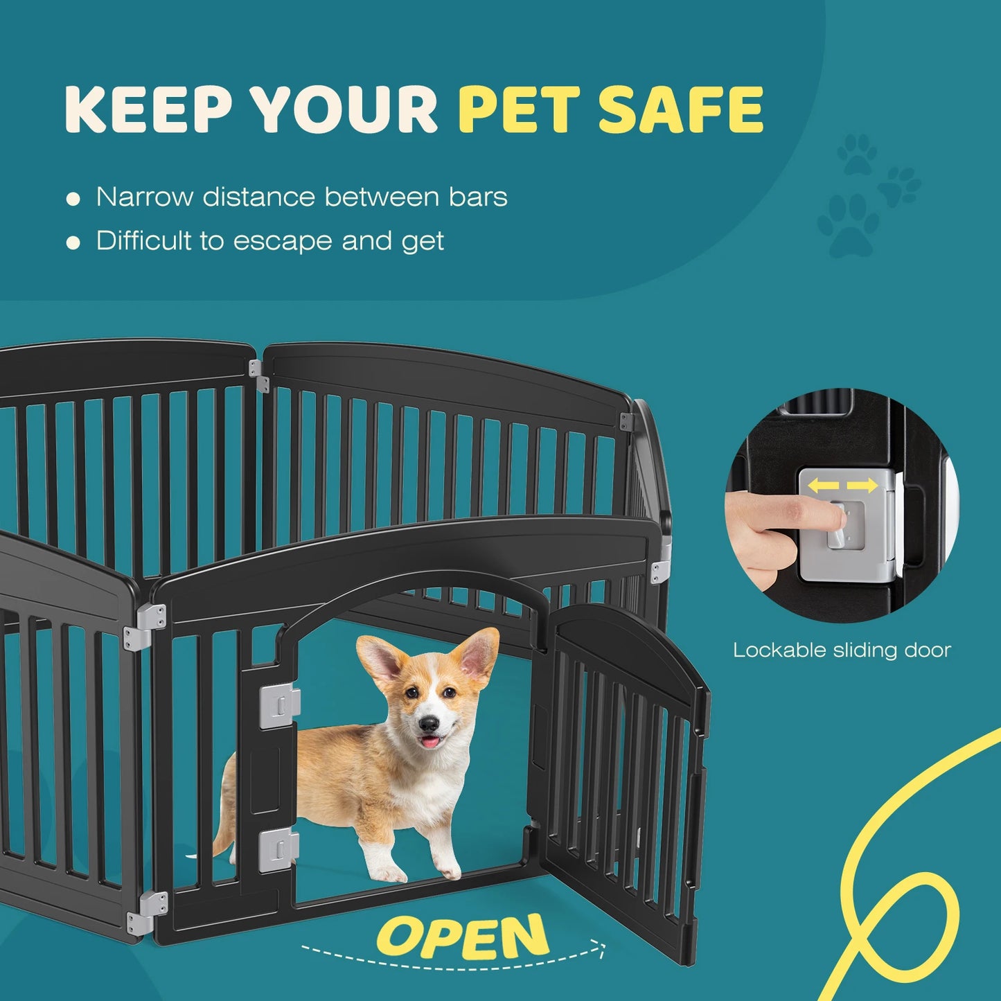 JHK Plastic Dog Playpen Six Panel Expandable Pet Fence Medium Dogs