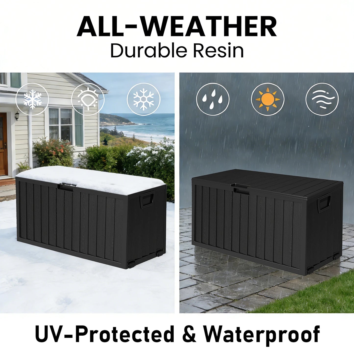NONECN Heavy Duty Outdoor Storage Box with Flip Top Lid