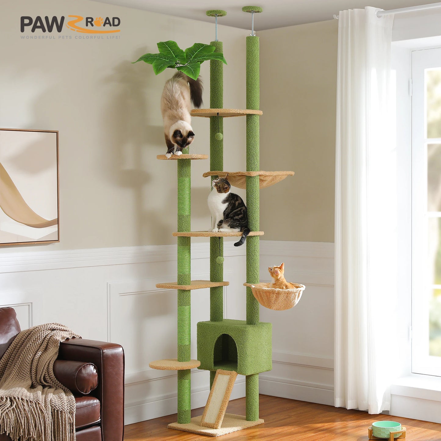 PETEPELACN Cactus Cat Tree Floor to Ceiling Cat Tower