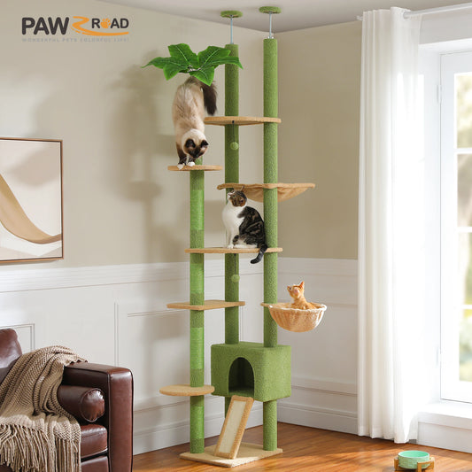 PETEPELACN Cactus Cat Tree Floor-To-Ceiling Tower With Condo