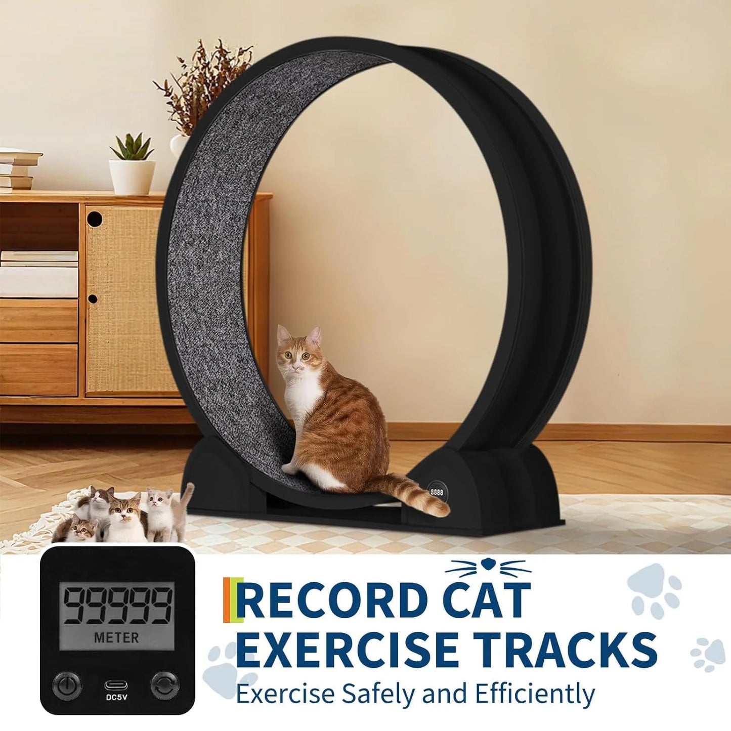 HiMISS Cat Exercise Wheel Treadmill For Indoor Running With Smart Pedometer