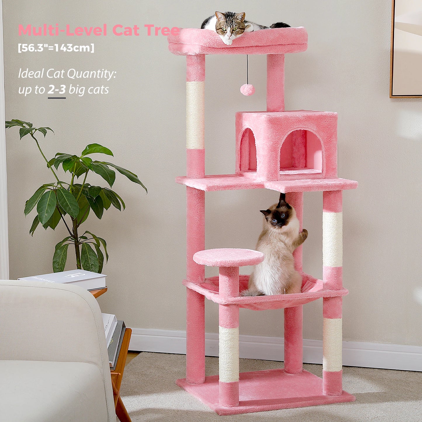 PAWZ Road Cat Tree Indoor Multi Level Tower With Hammock Sisal Scratching Posts