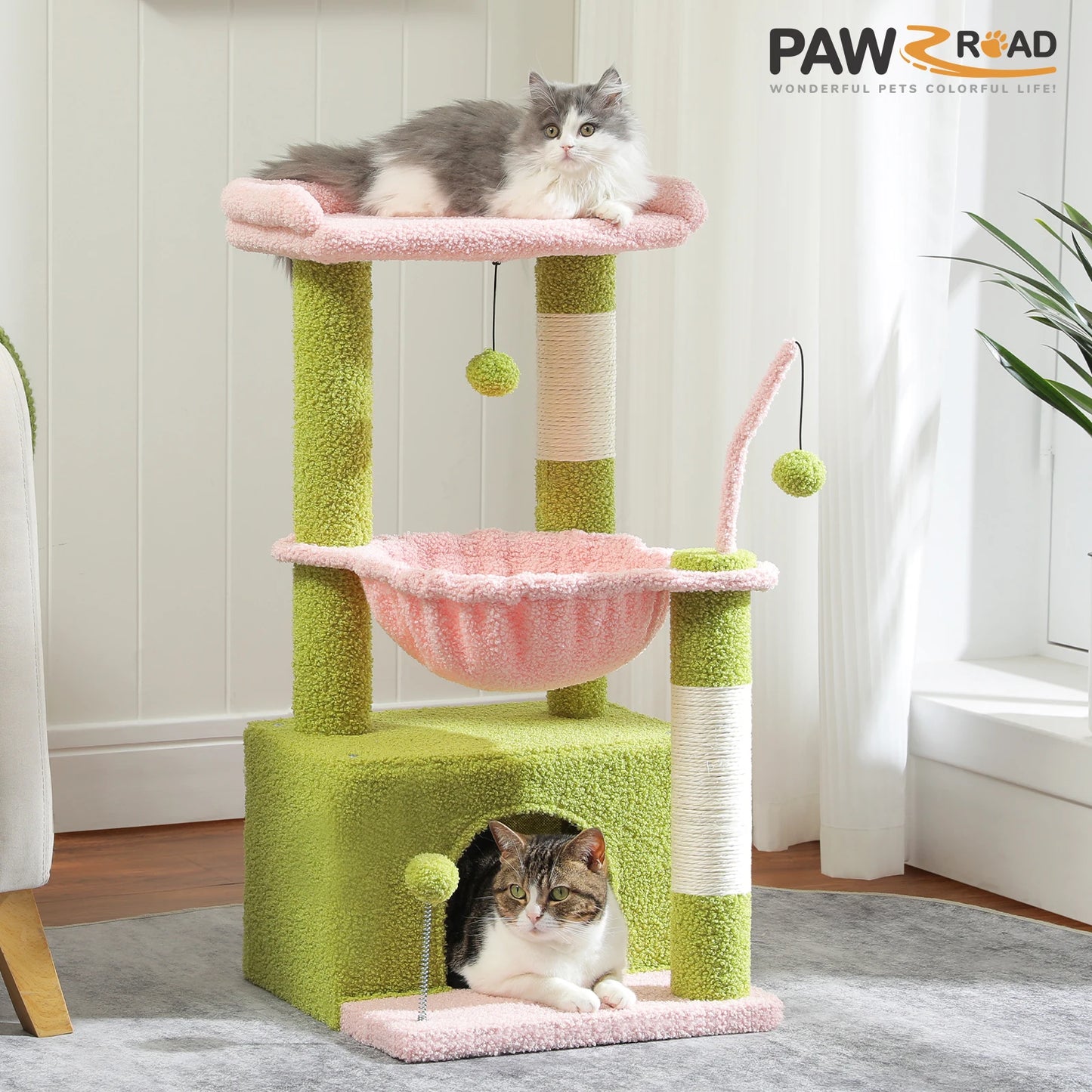 PAWZ Road 4-In-1 Cat Tree With Large Condo And Hammock