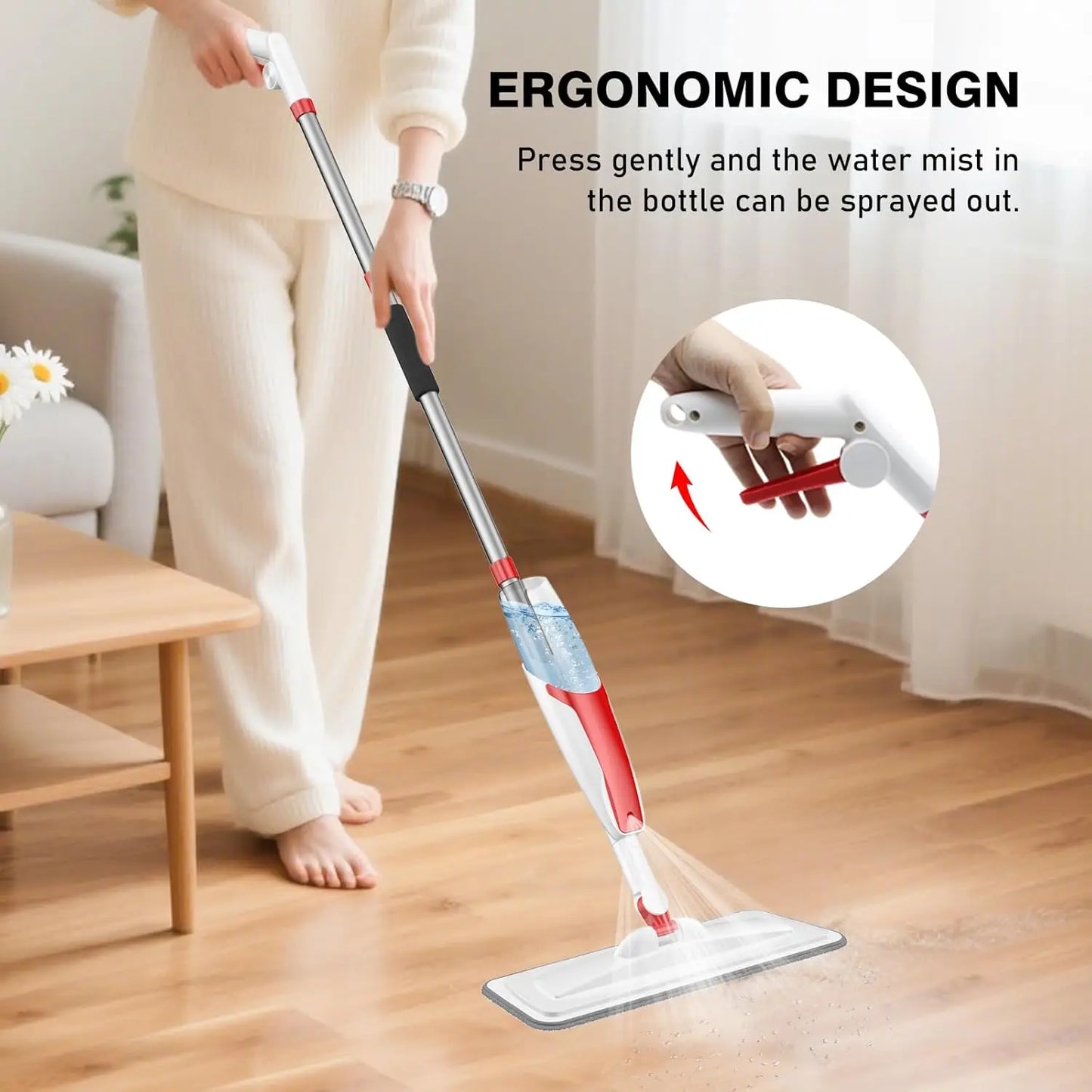 Spray Mop With Refillable Bottle For Hardwood Tile Floors