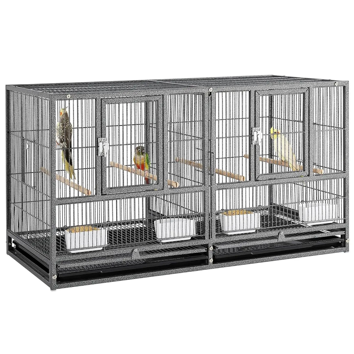 Stackable Divided Bird Cage for Parakeets Canaries Cockatiels Parrots