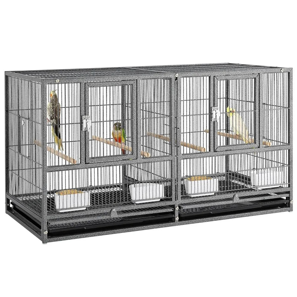 Stackable Divided Bird Cage for Parakeets Canaries Cockatiels Parrots
