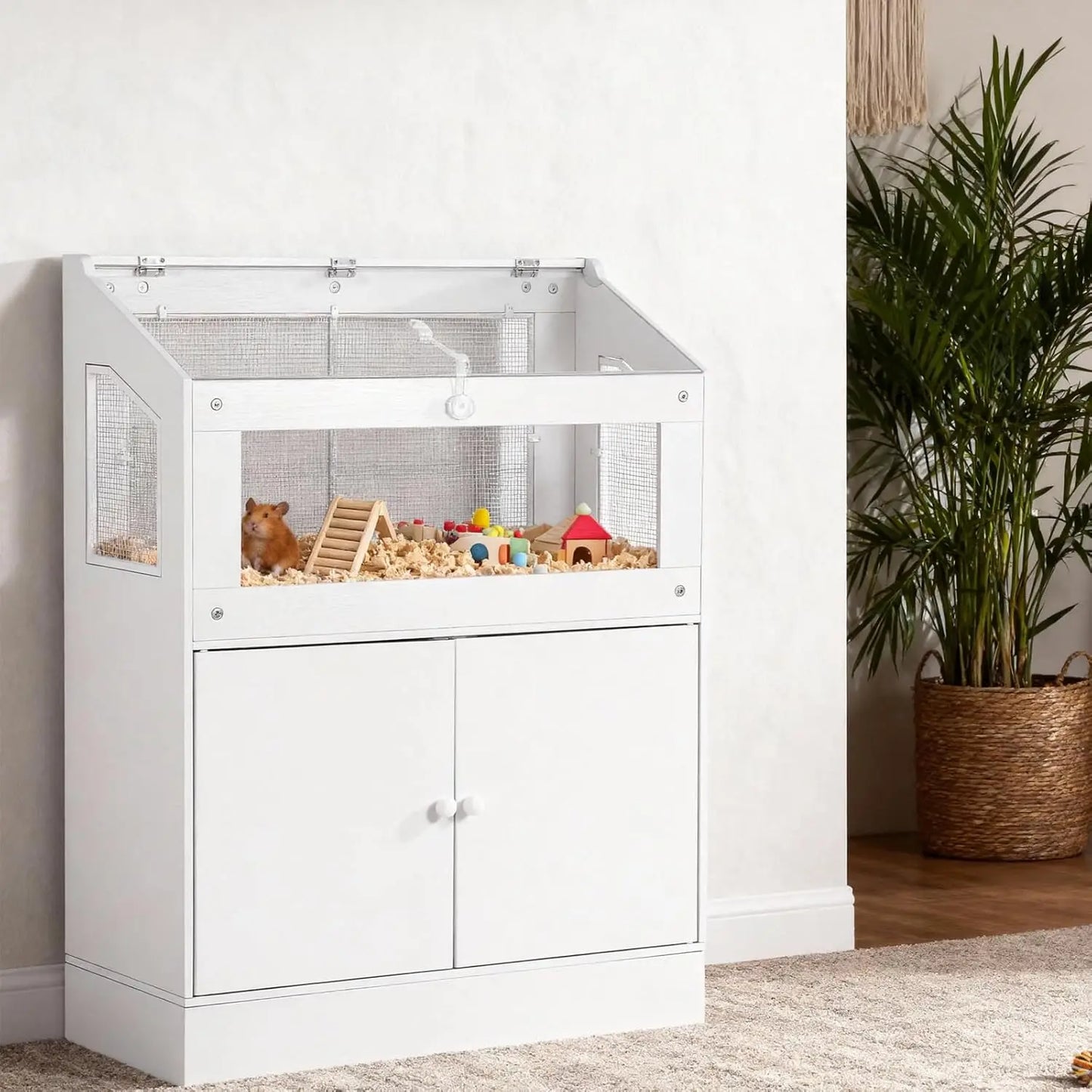 HiMISS Acrylic Small Animal Cage With Storage Cabinet Habitat